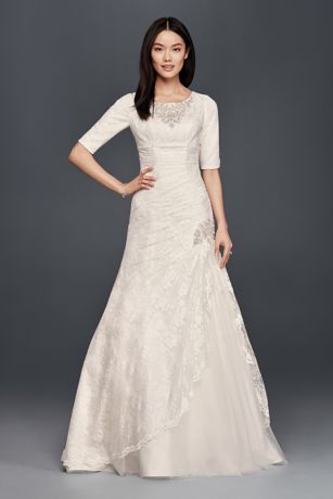 3/4 Sleeve Trumpet Wedding Dress